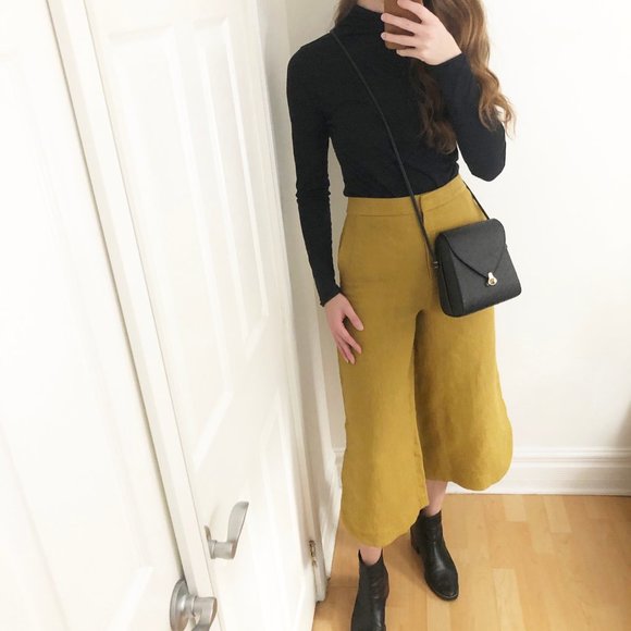 Massimo Dutti Runway Yellow High Rise Crop Pants - Picture 9 of 16